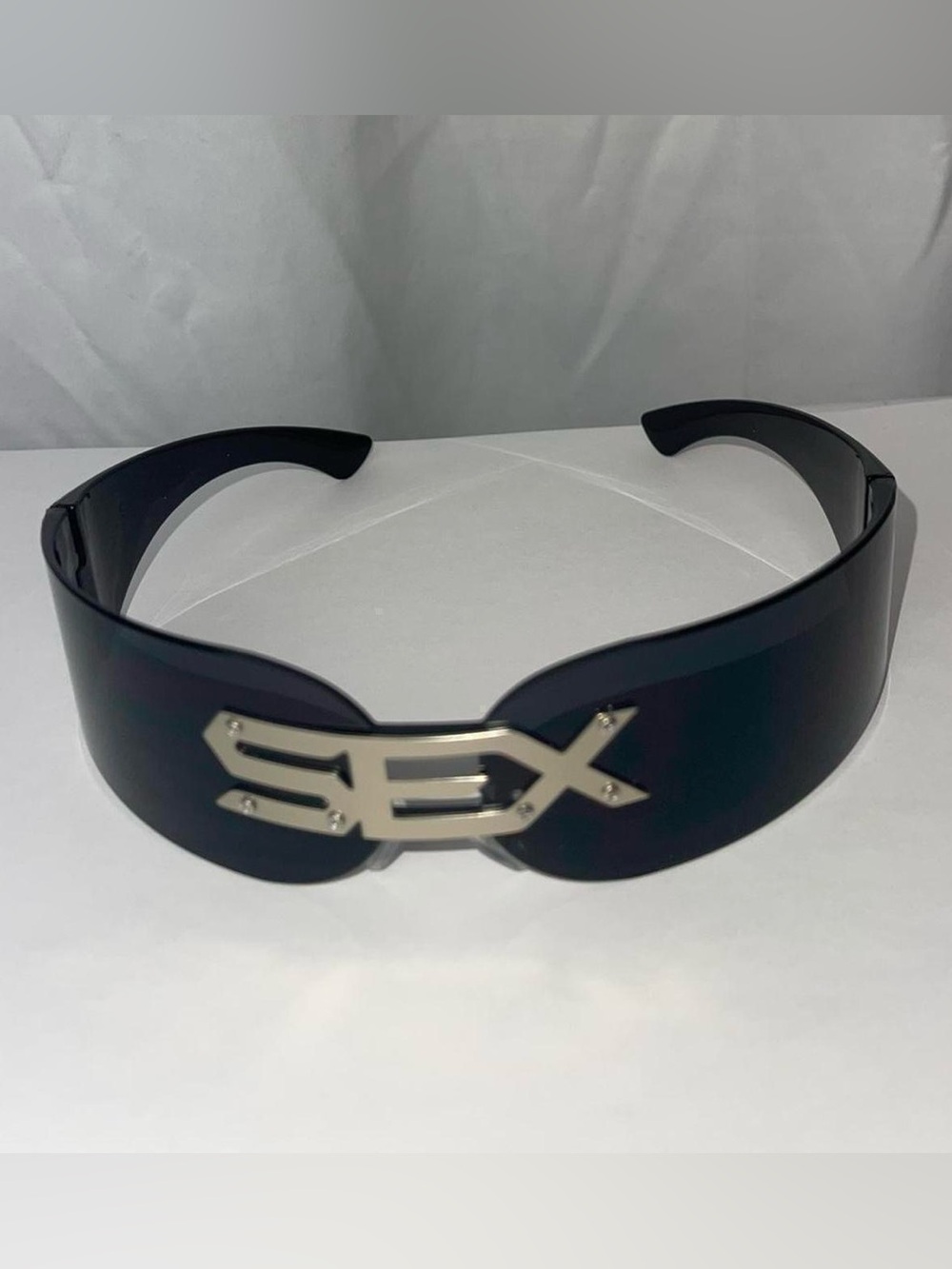 Sex Sunglasses Visor with Metal Logo - Black